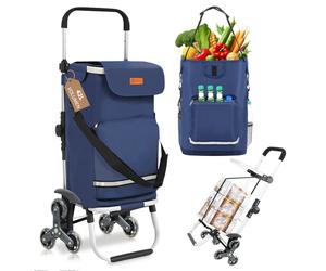 42L Shopping Trolley Stair Climber, 3-in-1 Trolley Shopping Cart Foldable, Hackenporsche Folding Foldable Shopping Trolley, Hackenporsche with Hooks, 6 Wheels & Large Capacity, Grocery Hauling Cart, P