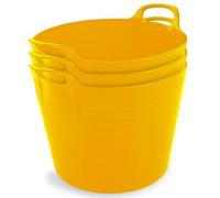 42L Yellow Flexi Tubs- Multi Purpose Flexible Storage Container Buckets- Set Of 3