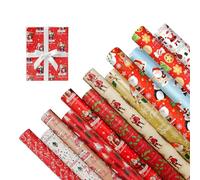 42M Christmas Wrapping Paper Roll Cute, Traditional, Tartan - Pk 6 x 7m X 70cm Each -Perfect for Christmas, Birthday, Festival, Party or Wedding Gift and Festive Decoration
