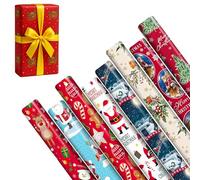 42M Cute Christmas Wrapping Paper Roll (6 x 7M Each Rolls) Ideal for Xmas, Festive Season - Gift Wrapping Paper for Party, Birthday & Xmas Gift Decoration By ANGIX LTD