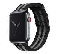 42mm/44mm/45mm/49mm Black & Smoke Bond - BARTON Two-Piece Military Style Watch Bands with quick release spring bar mechanism - Compatible with all Apple Watch Models - Black PVD Hardware- Fits wrists 5" to 8"