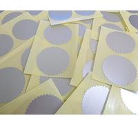 42mm Serrated Edge, Matt Silver, Certificate Wafer Company Seal Labels, Stickers for Embossing, Awards & Rewards