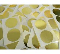 42mm Serrated Edge, Shiny Gold, Certificate Wafer Company Seal Labels, Stickers for Embossing, Awards & Rewards