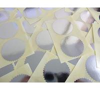 42mm Serrated Edge, Shiny Silver, Certificate Wafer Company Seal Labels, Stickers for Embossing, Awards & Rewards