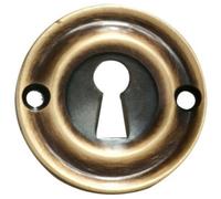 42mm Standard Keyhole Profile Escutcheon Rounded Ridge Polished Brass