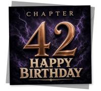 42nd Birthday Card, Chapter 42 Purple Lightning Gold-Style Text | Celebrate a 42nd with CHAPTER 42, striking purple lightning and gold-style lettering that feels like a bold book cover.
