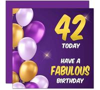 42nd Birthday Card for Men women - Balloons Purple Birthday Card for 42 Year old Woman Friend Sister Mum Auntie Daughter forty two, forty second cousin Niece
