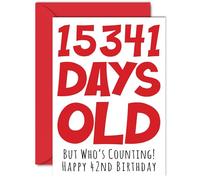 42nd Birthday Card for Men Women Him Her - 15341 Days Old - Funny Adult Happy Birthday Card for Brother Sister Son Daughter Mum Dad, A5 Humour Joke Greeting Cards