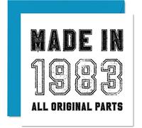 42nd Birthday Card for Men Women Him Her - Made in 1983 All Original Parts - Funny Birthday Card for Dad Mum Brother Sister Friend, 145mm Humour Greeting Cards