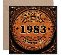 42nd Birthday Card for Men Women - Retro Not Old - Happy 42 Birthday Cards for Auntie Neighbour Friend Nephew Brother Husband, 145mm Bday Greeting Cards