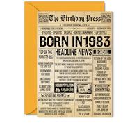 42nd Birthday Card for Women Men - Bday Press Newspaper 1983 - Happy 42 Birthday Cards for Colleague Son Wife Brother Sister Dad, 5x7 Inch Bday Greeting Cards