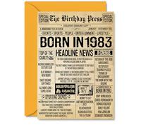42nd Birthday Card for Women Men - Bday Press Newspaper 1983 - Happy 42 Birthday Cards for Wife Daughter Husband Auntie Brother Uncle, A5 Bday Greeting Cards