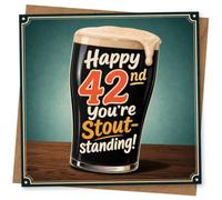 42nd Birthday Card, Stout Pint Pun Quote
