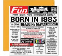 42nd Birthday Cards for Men Women - Born In 1983 Newspaper - Happy 42 Birthday Card for Mum Dad Uncle Aunt Vintage Retro Back In 1983, 145mm Bday Greeting Cards