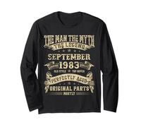 42nd Birthday Gifts For Men Mythology Of September 1983 Long Sleeve T-Shirt