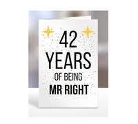 42nd Wedding Anniversary Card, of being Mr Right, Gifts for Husband, Boyfriend, Fiance, Couple, Ideas, Men, Him, Male, Presents for Christmas, 42 years, A5-176b_42