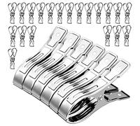 42Pack Stainless Steel Clothes Pegs 6Pack Beach Towel Clips with 36Pack Clothes Clips for Washing Line Laundry Clips for Clothes Paper Files Snacks Seal Blanket Towel