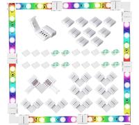 42PACKS LED Strip Light Connectors kit,10 L Shape 4-Pin 10mm RGB Corner Connector,10 Gapless Adapter Terminal for 5V 12V 24V Multicolor LED Strip