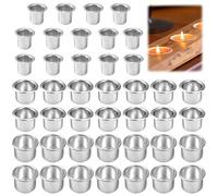 42Pcs 3 Sizes Mini Metal Candle Holders, Silver Aluminum Candelabra | Creative Candle Cups Holders for DIY Candle Making, Birthday, Thanksgiving, Valentine's Day, Christmas Decoration