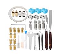 42Pcs 3D Printer M6 Nozzles kit, 1 Titanium Heatbreak + Nozzle 0.4mm + 3 Throat w/PTFE Tube + Heater Block w/Silicone Sock + Cleaning Needle + Tools for 1.75mm Prusa i3 MK3 MK3S V6 Extruder Hotend