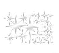 42Pcs Acrylic Star Mirror Wall Stickers Removable Reflective Wall Decals for TV Background Glass Metal Wood (Silver)