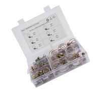 42pcs Adjustable Double Wire Hose Clamp Band Clip Set Iron Plated | Six Size Box Assortment, Galvanized Finish, Corrosion Resistant Design, for Industrial and Home Use