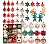 42Pcs Baubles Christmas Decorations, Shatterproof Christmas Ball Ornaments, Red and Green Bauble for Xmas Tree, Ball Balls Xmas Baubles for Winter Festive Holiday Home Office Decoration