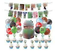 42pcs Birthday Decorations, Cake Topper, Banner, Gaming Theme Party Supplies, Happy Birthday Decorations for Boys Girl, Mini Gaming Figures Set Party Decorations
