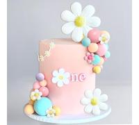42Pcs Boho Daisy Flower Cake Topper Mini Balls Cake Decorations Retro Groovy Cake Toppers for Women Girls Kids Birthday Baby Shower Wedding Daisy Flower Hippie Themed Party Supplies