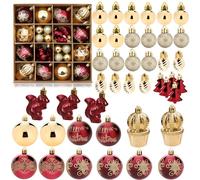 42Pcs Burgundy and Gold Baubles for Christmas Tree Decorations,Wine Red Xmas Bauble Christma Balls Ornaments with Strings,Christmas Baubles Hanging Balls for Xmas Tree New Yew Wedding Holiday Party