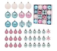 42Pcs Christmas Baubles Ornaments with Strings, Pink and Blue Christmas Tree Decorations Set, Shatterproof Plastic Xmas Tree Baubles for Xmas Decorations, Holiday, Wedding.