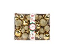 42Pcs Christmas Baubles, Shatterproof 3-6cm Hanging Ornaments, Silver Gold Rose Gold Pink Christmas Tree Decorations Baubles for Holiday Party & Weddings (Gold)