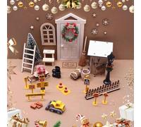 42Pcs Christmas Fairy Door Decorations, Mini Wooden Enchanted Doors, DIY Dollhouse Accessories for Decoration, Tiny Outdoor Decor for Girl Kids Xmas Accessories Fairy Tale