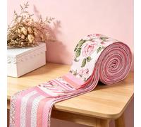42PCS Cottagecore, Floral Cotton Fabric, Strips Craft Quilting Bundles-Pink | 2x20 in, Precut Quilting Fabric Strips, Pastel Cotton Fabric Roll, Patchwork Pieces For Sewing, Craft Supply Pack
