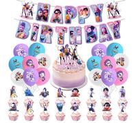 42PCS Demon Party Decorations, Kpop Theme Birthday Decorations With Banner Latex Balloons Cake Topper Cupcake Toppers, Birthday Party Supplies for Kids Boys And Girls