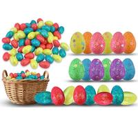 42PCs Easter Hamper Basket Eggs Decoration - Mini Foam Eggs, Bulk Glitter Eggs For Easter Basket Decoration, Craft Eggs for Hoppy Easter Egg Party Decor
