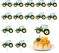 42Pcs Green Tractor Cupcake Toppers Farm Tractor Truck Car Cupcake Picks for Baby Shower Birthday Party Construction Party Supplies Cupcake Toppers, Cooking and Baking