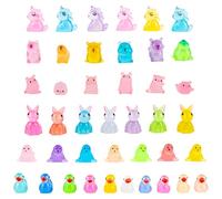 42Pcs Mini Resin Animals, Tiny Plastic Luminous Mix Animals Toy in the Dark, Capybara, Unicorn, Bunny, Sea Lion, Mini Landscape for Dollhouse Aquarium Garden(6 kinds)