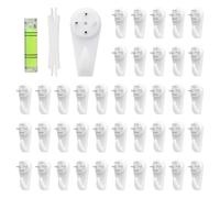 42pcs Non-Trace Picture Hook for Hard Wall, Picture Hanging Kit for Picture Frame Fixing, Assorted Picture Hanger Set for Hardwall Drywall Painting Wedding Photos Mirror, White