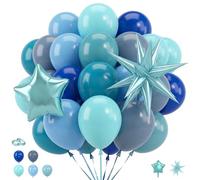 42pcs Ocean Themed Party Balloons - Under the Sea Blue Balloons Set with 22" Explosion Star and Pearl Blue Star Foil, Retro Dusty Blue, Macaron and Navy Balloons for Boy's Birthday, Baby Shower