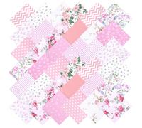 42PCS Pink Charm Packs for Quilting 5 Inch Pink Fabric Squares Cotton Quilting Fabric Pre-Cut Sewing Fabrics Quilt Squares Bundles Floral Patchwork for Sewing DIY Craft Layer Cake, Sweet Garden