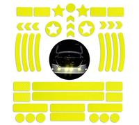42Pcs Reflective Safety Stickers - Self-Adhesive Decals for Bikes, Motorcycles, Helmets & Strollers, Waterproof Fluorescent Warning Tape for Night Visibility