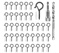 42pcs Screw Hooks,Screw in Hooks,For Outdoor String Light Ceiling, Wind Chimes, Key, String Lights,Hooks with Safety Buckle Eye Screws,for Hanging Outdoor Lights, Plants, Mugs, Curtains and More