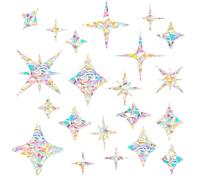 42PCS Star Window Clings, Anti-Collision Decals to Save Birds from Collisions, Non-Adhesive Rainbow Prismatic Stickers, Reusable Star Window Clings