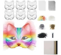 42Pcs Therian DIY Mask Kit, Therian Cat Mask Kit DIY Blank Paper Masks DIYBlank Cat Making Ca Kits, For Masquerade Masks