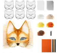 42Pcs Therian DIY Mask Kit, Therian Cat Mask Kit DIY Blank Paper Masks DIYBlank Fox Cat Masks Making Kits, for Masquerade Carnival Cosplay Party