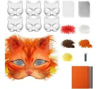 42Pcs Therian DIY Mask Kit, Therian Cat Mask Kit DIY Blank Paper Masks DIYBlank Fox Cat Masks Making Kits, for Masquerade Carnival Cosplay Party