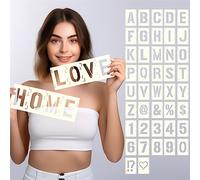 42pcs Traceable Interlocking Stencil Template Set, 12 Inch Reusable Letter Stencils for Painting, Alphabet Numbers and Symbols for Bullet Journal Canvas Rock Sign Wall Art Fabric Chalkboard