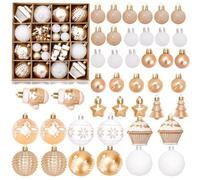 42Pcs White and Gold Baubles for Christmas Tree Decorations,Xmas Bauble Christma Balls Ornaments with Strings,Christmas Baubles Hanging Balls for Xmas Tree New Yew Wedding Holiday Party Decor