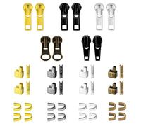 42pcs Zipper Repair Kits, 10pcs Zipper Pulls Sliders Fixer for #5 Metal Plastic Nylon Tab Zip Top Head Bottom Stops Replacement for Clothing Jackets Coats Luggage Backpack
